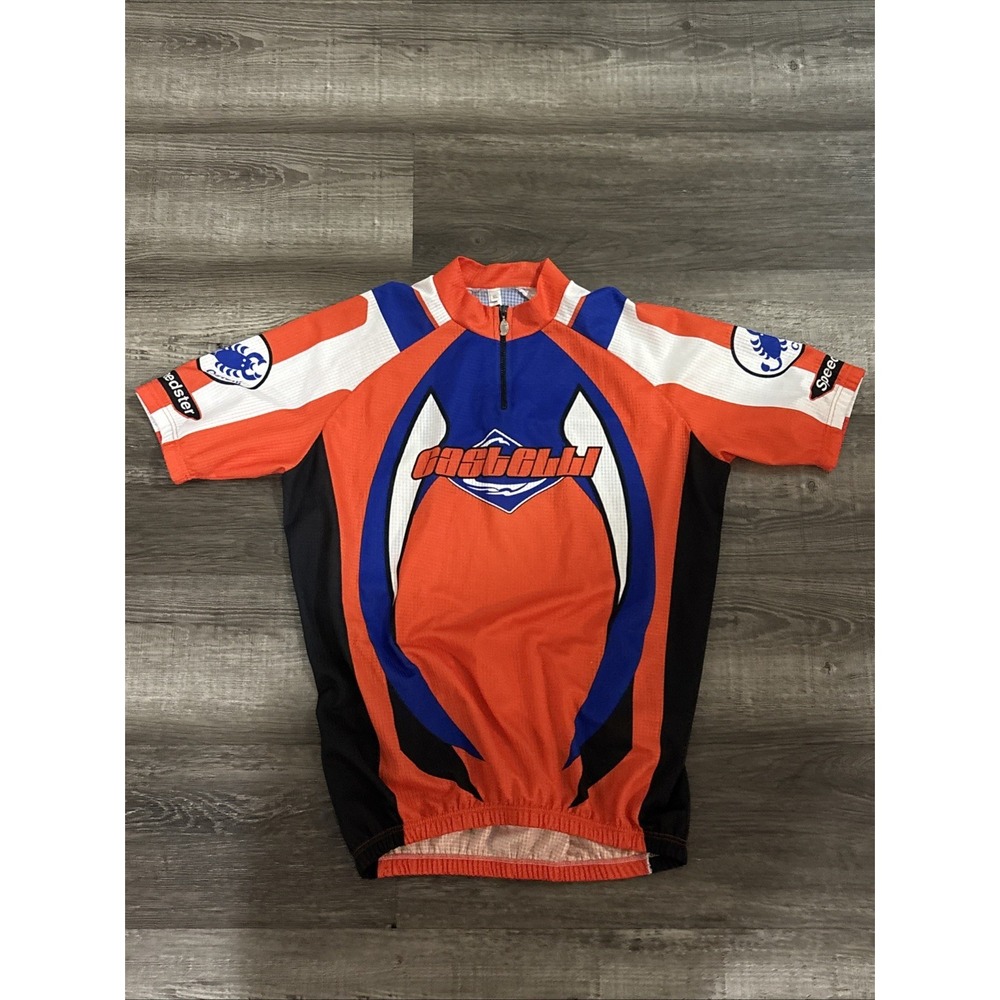 Castelli Strava Cycling Jersey Orange White Men’s XL Short Sleeve Road Bike